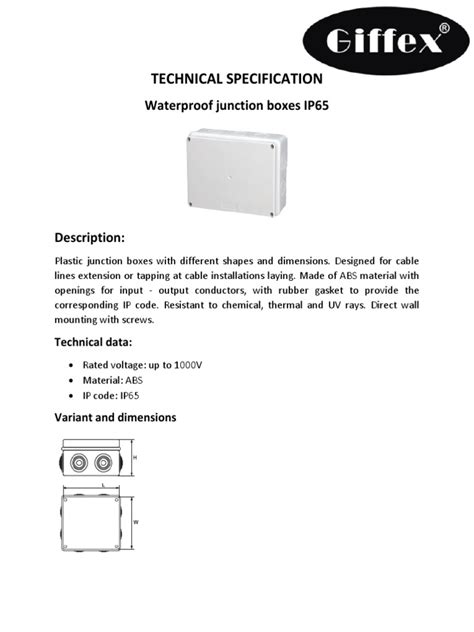 junction box specification pdf|specification of junction box.